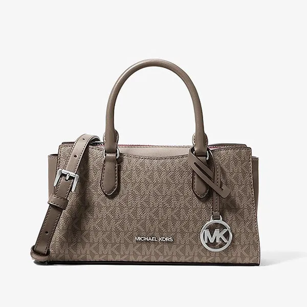 Túi Đeo Chéo Nữ Michael Kors MK Arden Small Signature Logo Messenger Bag 35F5S4XM1L Màu Xám Nâu