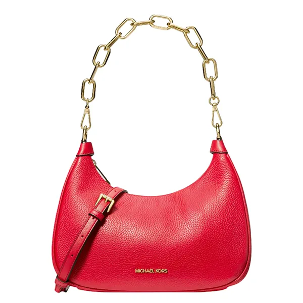 Túi Đeo Chéo Nữ Michael Kors MK Cora Large Pebbled Leather Chain-Link Crossbody Bag 35S2G4CW3L Màu Đỏ