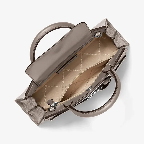 Túi Đeo Chéo Nữ Michael Kors MK Greta Small Leather Satchel 35F6SG8S1L Màu Xám