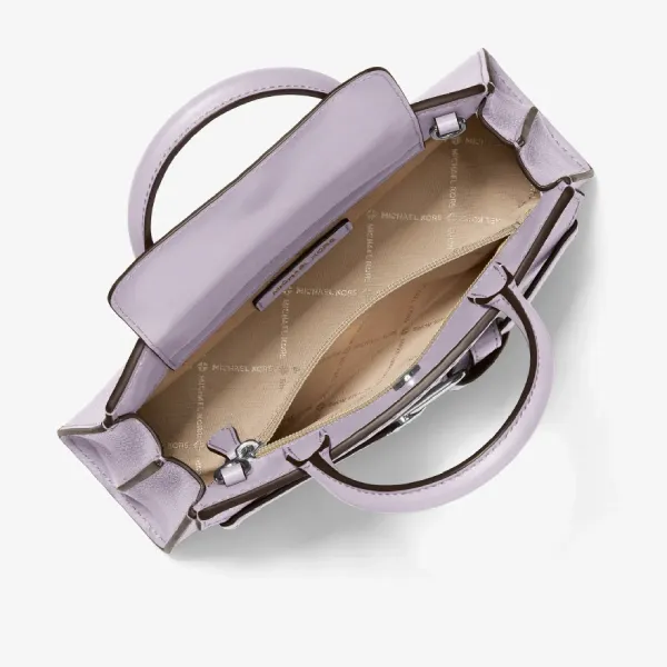 Túi Đeo Chéo Nữ Michael Kors MK Greta Small Leather Satchel Lilac 35F6SG8S1L Màu Tím Pastel