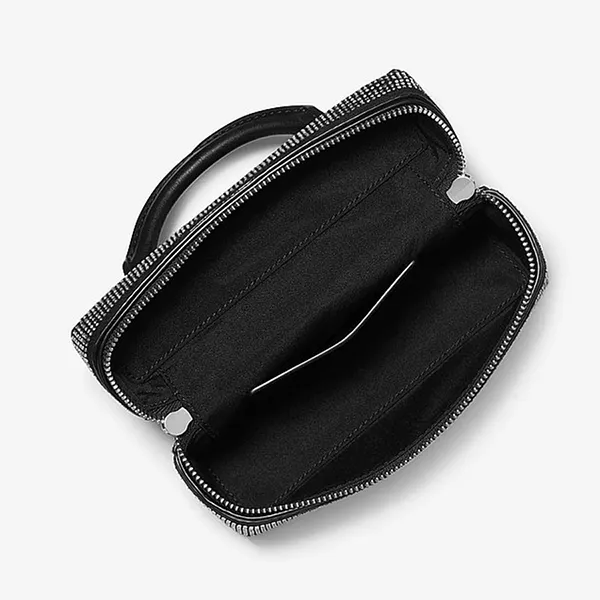Túi Đeo Chéo Nữ Michael Kors MK Jana Extra-Small Embellished Suede Convertible Crossbody Bag 32F5SQ1C1U Black Màu Đen Trắng
