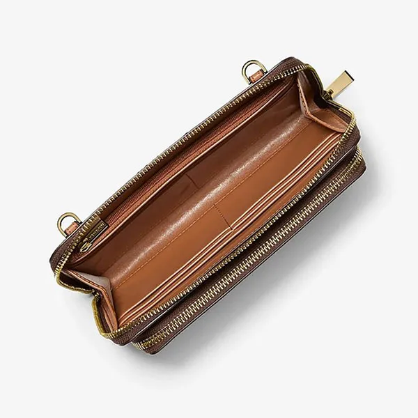 Túi Đeo Chéo Nữ Michael Kors MK Jet Set Large Signature Logo Crossbody Bag 32F5GJ6C7B Màu Nâu Đen