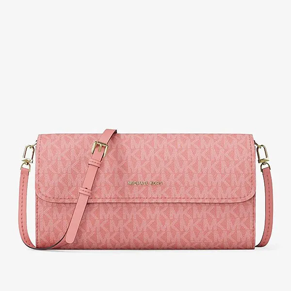 Túi Đeo Chéo Nữ Michael Kors MK Jet Set Small Signature Logo Convertible Crossbody Bag 32S6GJ6C5V Màu Hồng Nhạt