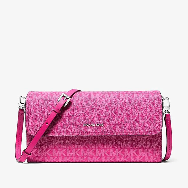 Túi Đeo Chéo Nữ Michael Kors MK Jet Set Small Signature Logo Convertible Crossbody Bag 32S6SJ6C5V Màu Hồng