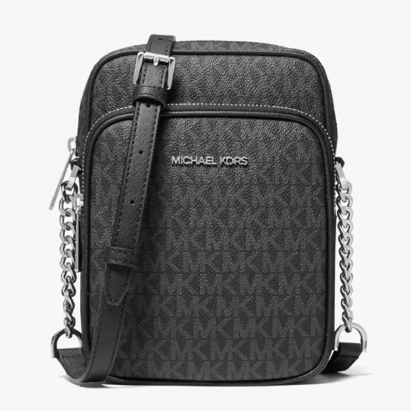 Túi Đeo Chéo Nữ Michael Kors MK Jet Set Travel Medium Logo Crossbody Bag 35F1STVC2B Màu Đen