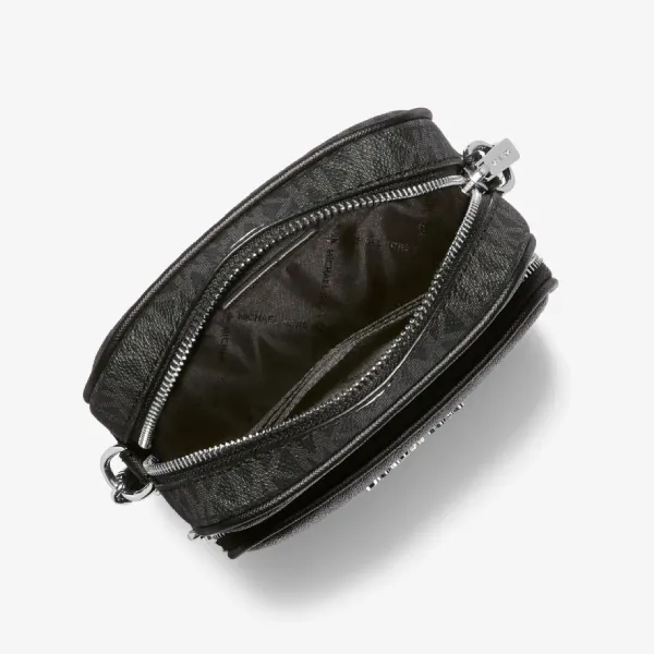 Túi Đeo Chéo Nữ Michael Kors MK Jet Set Travel Medium Logo Crossbody Bag 35F1STVC2B Màu Đen