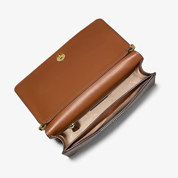Túi Đeo Chéo Nữ Michael Kors MK Jet Set Travel Medium Logo Crossbody Bag 35F5GTVC8B Màu Nâu