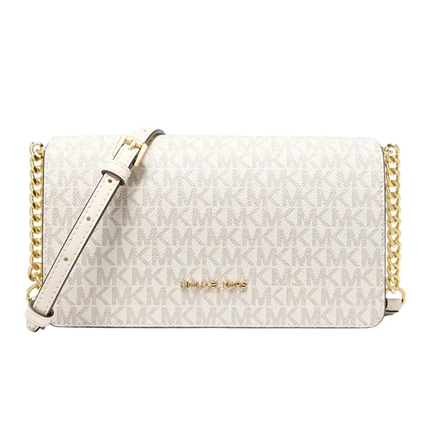 Túi Đeo Chéo Nữ Michael Kors MK Jet Set Travel Medium Logo Crossbody Bag 35F5GTVC8B Màu Trắng