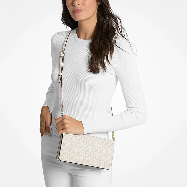 Túi Đeo Chéo Nữ Michael Kors MK Jet Set Travel Medium Logo Crossbody Bag 35F5GTVC8B Màu Trắng