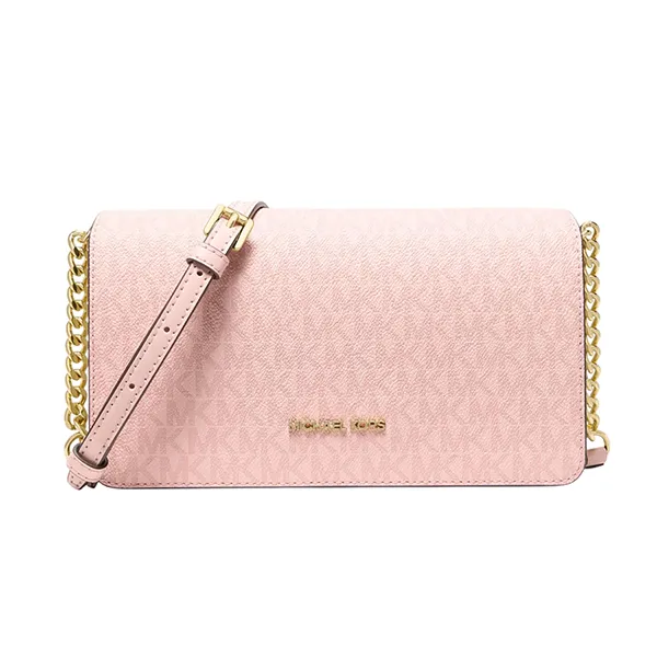 Túi Đeo Chéo Nữ Michael Kors MK Jet Set Travel Medium Logo Crossbody Bag 35F5GTVC8V Màu Hồng