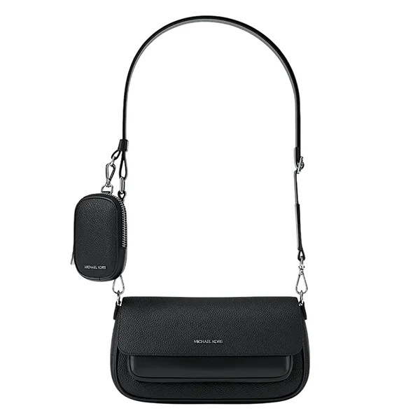 Túi Đeo Chéo Nữ Michael Kors MK Jet Set Travel Small Pebbled Leather Crossbody Bag With Pouch 35S6STVC0L Màu Đen