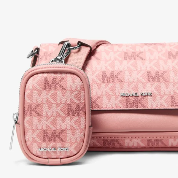 Túi Đeo Chéo Nữ Michael Kors MK Jet Set Travel Small Signature Logo Crossbody Bag With Pouch 35F6STVC0V Màu Hồng