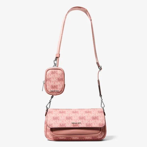 Túi Đeo Chéo Nữ Michael Kors MK Jet Set Travel Small Signature Logo Crossbody Bag With Pouch 35F6STVC0V Màu Hồng