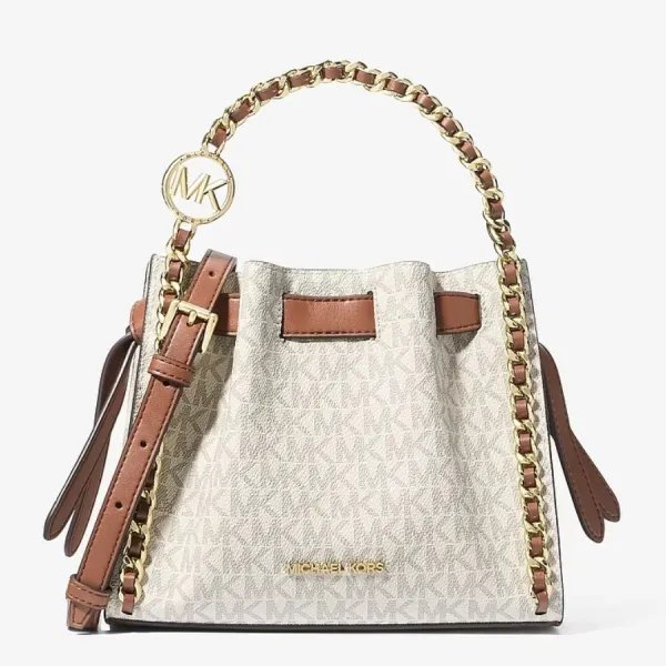 Túi Đeo Chéo Nữ Michael Kors MK Mina Small Signature Logo Chain Crossbody 35H3G4MC1B Màu Trắng
