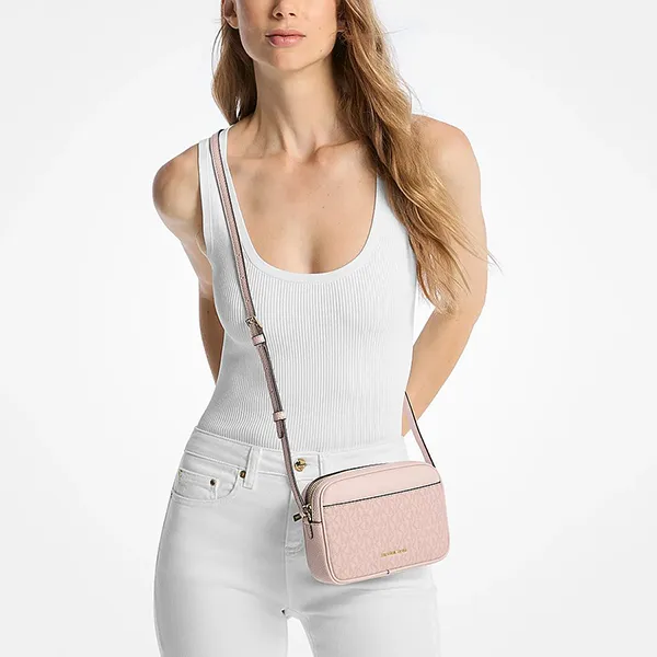 Túi Đeo Chéo Nữ Michael Kors MK Small Signature Logo Camera Crossbody Bag 35R6GTVC1V Màu Hồng