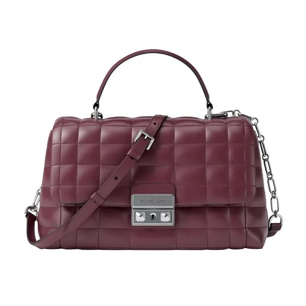 Túi Đeo Chéo Nữ Michael Kors MK Tribeca Medium Quilted Leather Satchel 30F5S2RS2L Màu Đỏ Thẫm