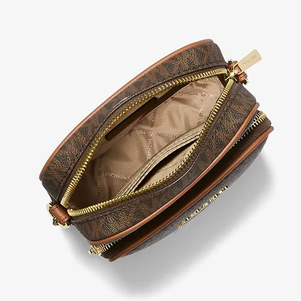 Túi Đeo Chéo Nữ Michael Kors MK Women's Adjustable Crossbody Strap Fabric Bag 35F1GTVC2B Màu Nâu Đen