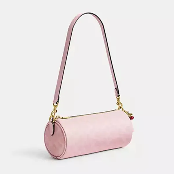 Túi Đeo Vai Nữ Coach Boxed Barrel Bag In Signature Canvas With Charms CFT64 Màu Hồng