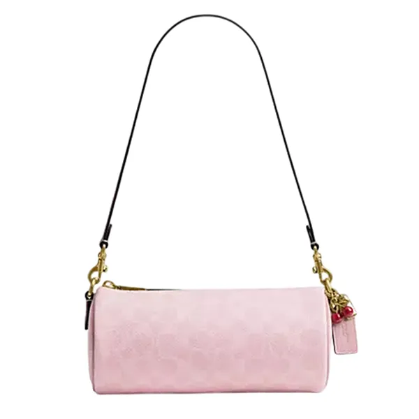 Túi Đeo Vai Nữ Coach Boxed Barrel Bag In Signature Canvas With Charms CFT64 Màu Hồng