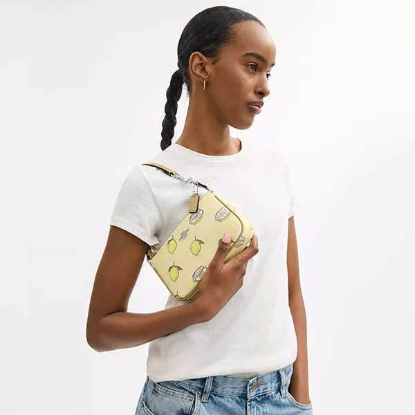 Túi Đeo Vai Nữ Coach Teri Mini Crossbody Bag With Lemon Print CAL21 Màu Vàng Be