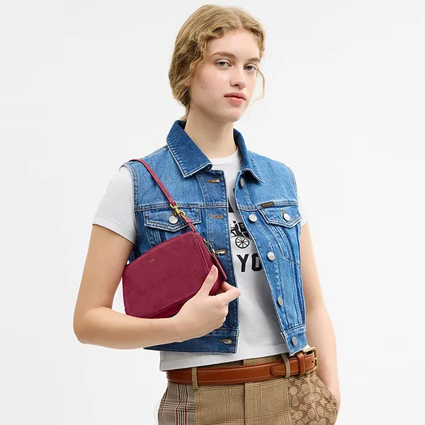 Túi Đeo Vai Nữ Coach Plaza Bag CER64 Màu Hồng Đậm