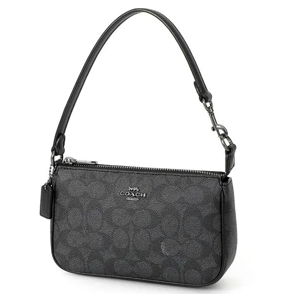 Túi Đeo Vai Nữ Coach Shoulder Bag Nolita 19 In Signature Canva C3308 Màu Đen Xám