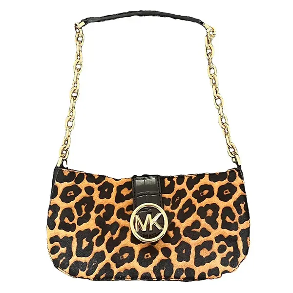 Túi Đeo Vai Nữ Michael Kors MK Carmen Small Pouchette Shoulder Bag 35F2GNMC1H Màu Nâu/Đen