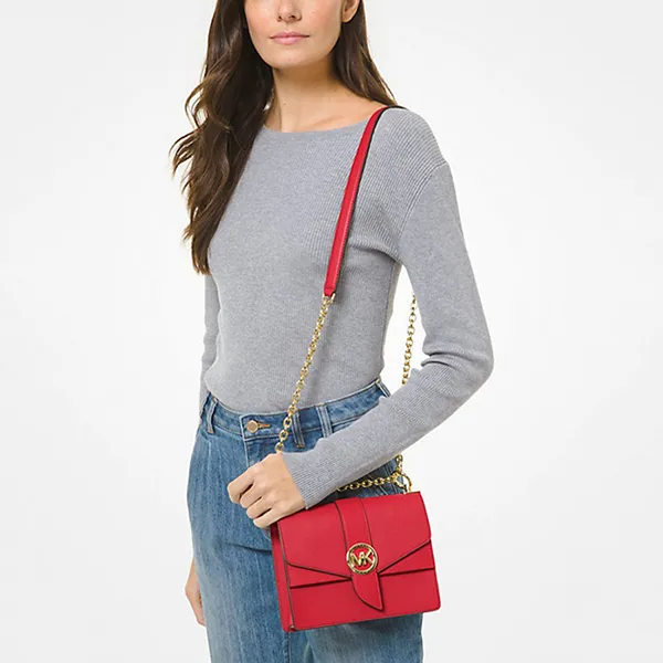 Túi Đeo Vai Nữ Michael Kors MK Greenwich Small Saffiano Leather Crossbody Bag 32S1GGRC0L Màu Đỏ