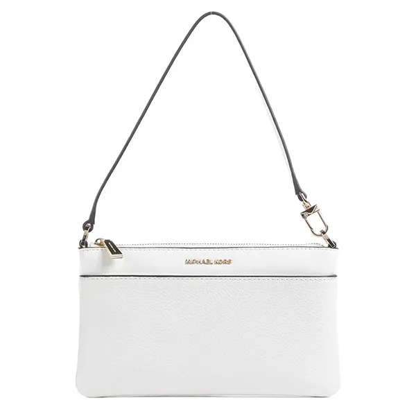 Túi Đeo Vai Nữ Michael Kors MK Jet Set Medium Pebbled Leather Convertible Wristlet 32F5SJ6F6L Màu Trắng