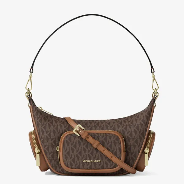 Túi Đeo Vai Nữ Michael Kors MK Merritt Small Signature Logo Convertible Shoulder Bag 35R6G0WC1B Màu Nâu