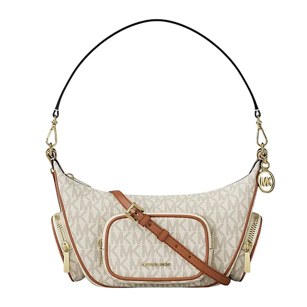 Túi Đeo Vai Nữ Michael Kors MK Merritt Small Signature Logo Convertible Shoulder Bag 35R6G0WC1B Màu Trắng