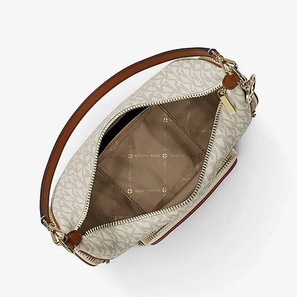 Túi Đeo Vai Nữ Michael Kors MK Merritt Small Signature Logo Convertible Shoulder Bag 35R6G0WC1B Màu Trắng