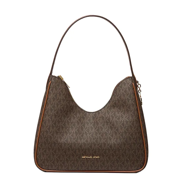 Túi Đeo Vai Nữ Michael Kors MK Nayla Small Signature Logo Hobo Shoulder Bag 35F6G5ZH1B Màu Nâu