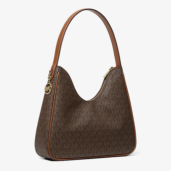 Túi Đeo Vai Nữ Michael Kors MK Nayla Small Signature Logo Hobo Shoulder Bag 35F6G5ZH1B Màu Nâu