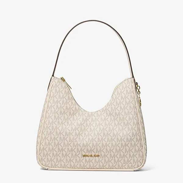Túi Đeo Vai Nữ Michael Kors MK Nayla Small Signature Logo Hobo Shoulder Bag Cream 35F6G5ZH1B Màu Kem