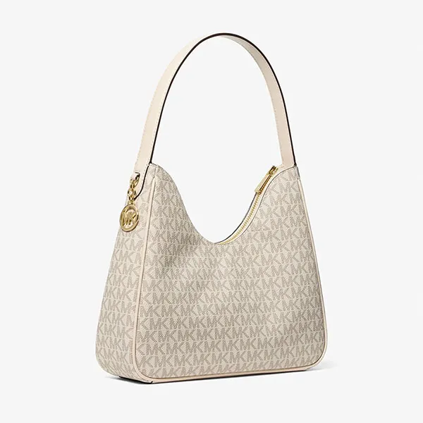 Túi Đeo Vai Nữ Michael Kors MK Nayla Small Signature Logo Hobo Shoulder Bag Cream 35F6G5ZH1B Màu Kem