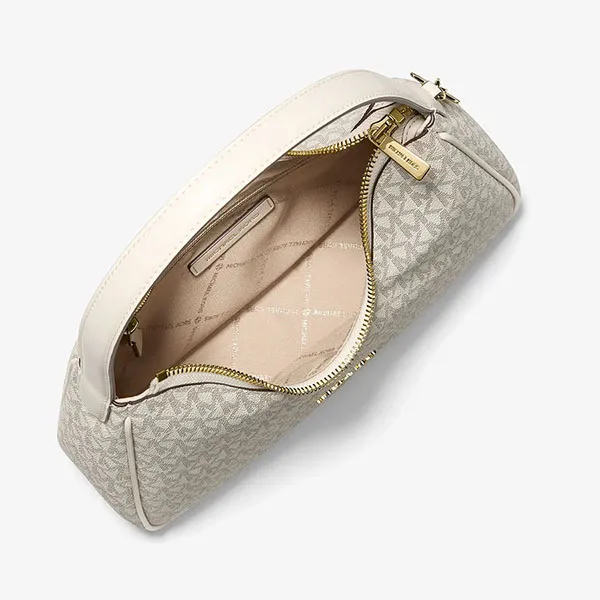 Túi Đeo Vai Nữ Michael Kors MK Nayla Small Signature Logo Hobo Shoulder Bag Cream 35F6G5ZH1B Màu Kem