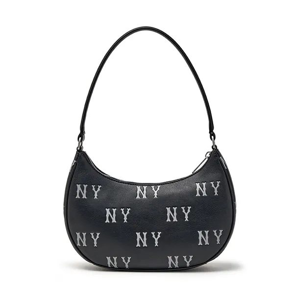 Túi Đeo Vai Nữ MLB Classic Mono Embossed Hobo Bag New York Yankees Black 3ABQM016N-50BKS Màu Đen