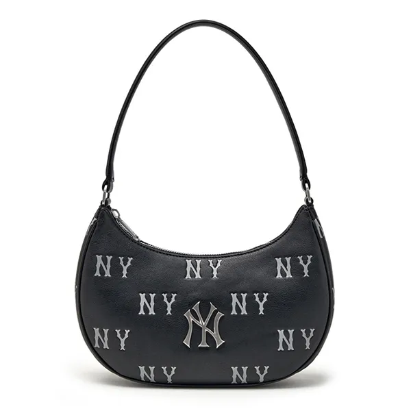 Túi Đeo Vai Nữ MLB Classic Mono Embossed Hobo Bag New York Yankees Black 3ABQM016N-50BKS Màu Đen