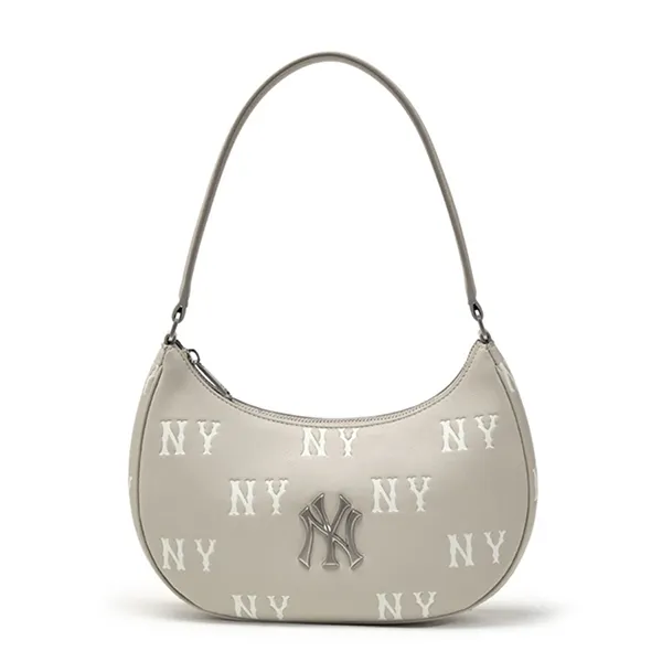 Túi Đeo Vai Nữ MLB Classic Mono Embossed Hobo Bag New York Yankees Grey 3ABQM016N-50GRL Màu Xám