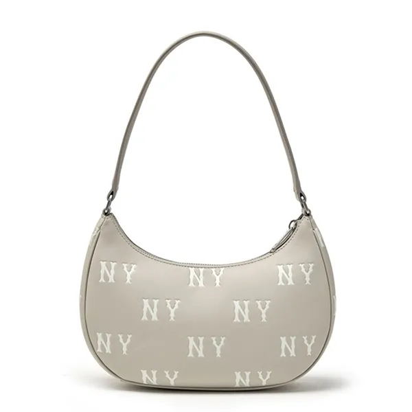 Túi Đeo Vai Nữ MLB Classic Mono Embossed Hobo Bag New York Yankees Grey 3ABQM016N-50GRL Màu Xám