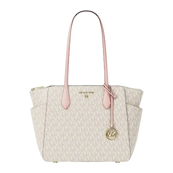 Túi Tote Nữ Michael Kors MK Marilyn Medium Signature Logo Tote Bag 35F5G6AT2B Màu Hồng Trắng