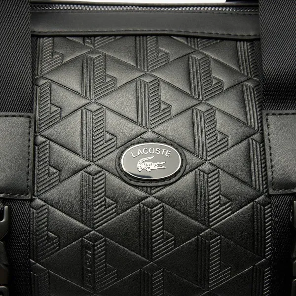 Túi Trống Nam Lacoste Large Monogram Leather Weekend Bag NH4839 - 000 Màu Đen