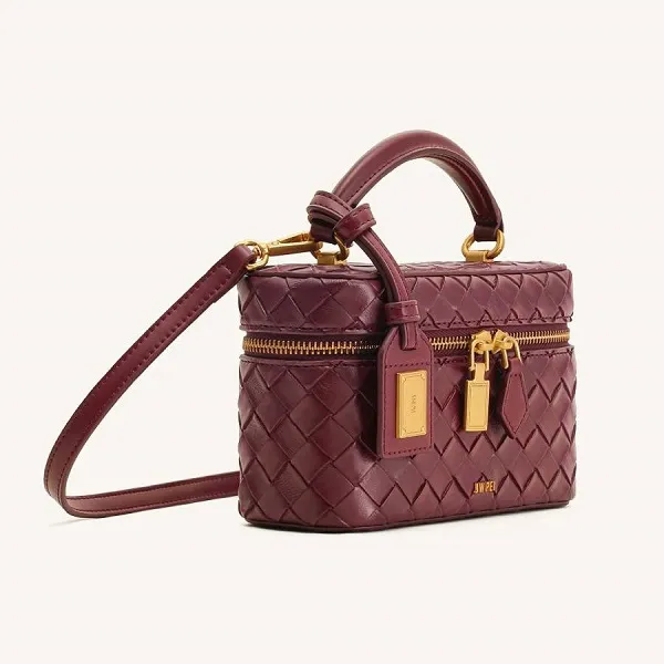 Túi Xách Tay Nữ JW Pei Cleo Woven Texture Box Shape Top Handle Bag Claret Màu Đỏ Nâu