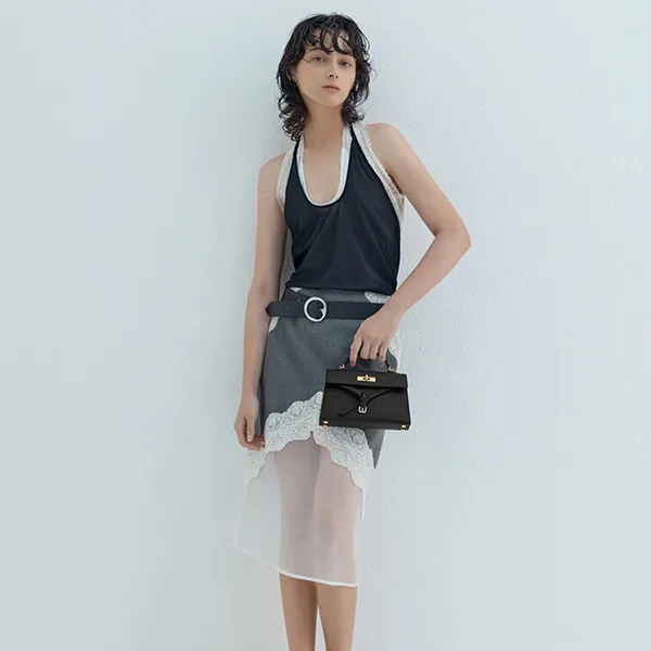 Túi Xách Tay Nữ Charles & Keith CNK Tricha Knotted Belt Top Handle Bag CK2-50701691 Black Màu Đen