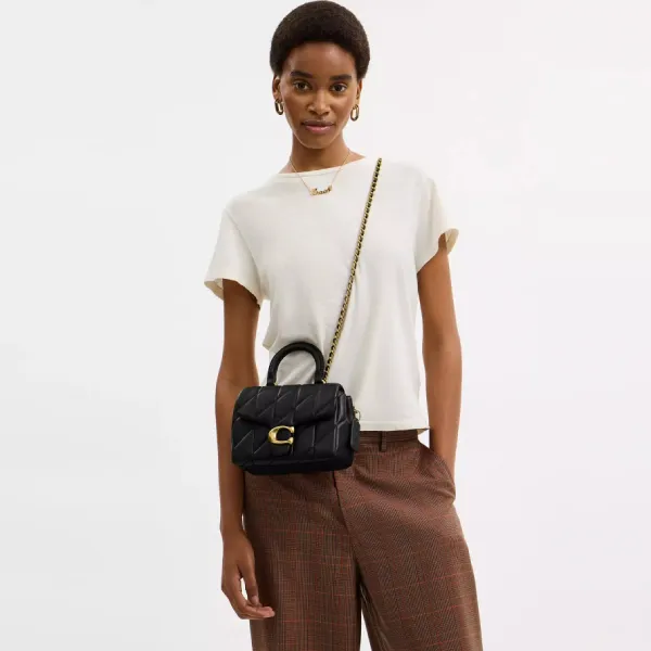 Túi Xách Tay Nữ Coach Tabby Top Handle Bag With Quilting Leather CCC12 Màu Đen