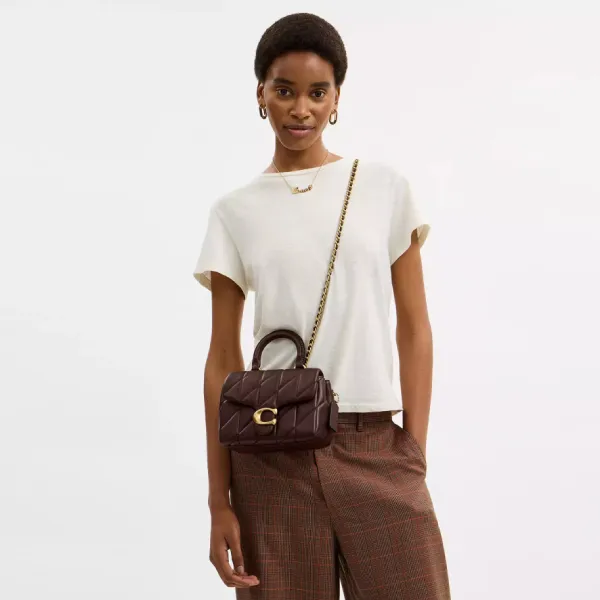 Túi Xách Tay Nữ Coach Tabby Top Handle Bag With Quilting Leather CCC12 Màu Nâu Chocolate