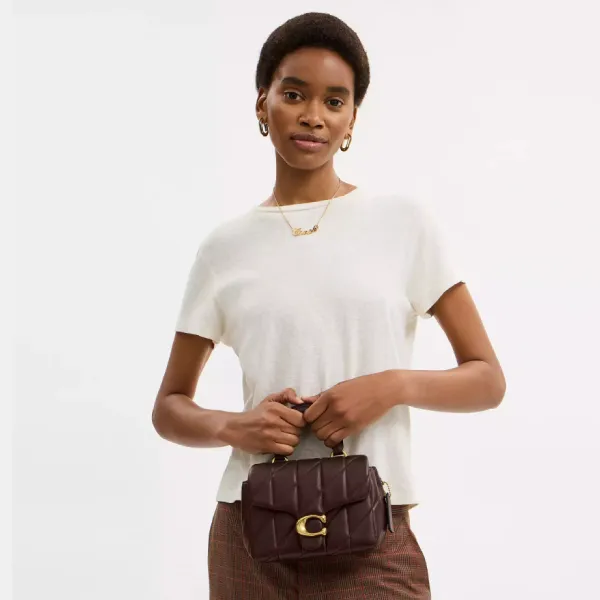 Túi Xách Tay Nữ Coach Tabby Top Handle Bag With Quilting Leather CCC12 Màu Nâu Chocolate