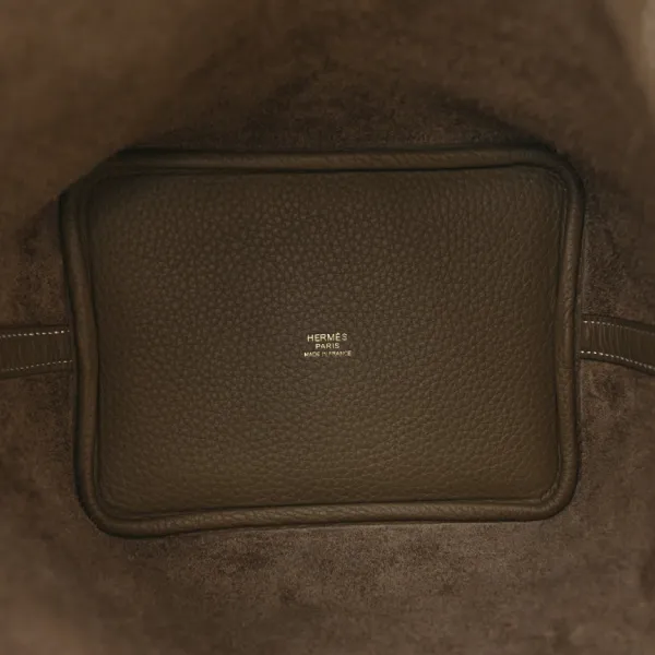 Túi Xách Tay Nữ Hermès Taurillon Clemence Picotin Lock 18 PM Etoupe
