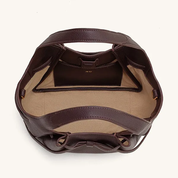 Túi Xách Tay Nữ JW Pei Mabel Soft Bow Tote Bag Dark Brown Handbag Màu Nâu